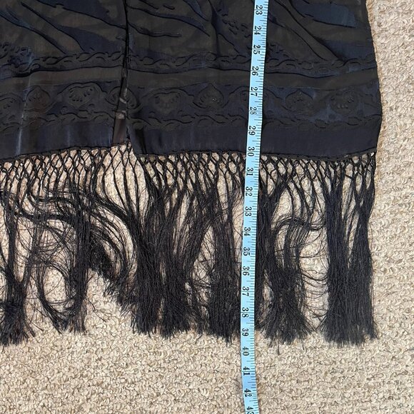 Black Velvet Burnout Kimono Wrap, One Size - Picture 9 of 12